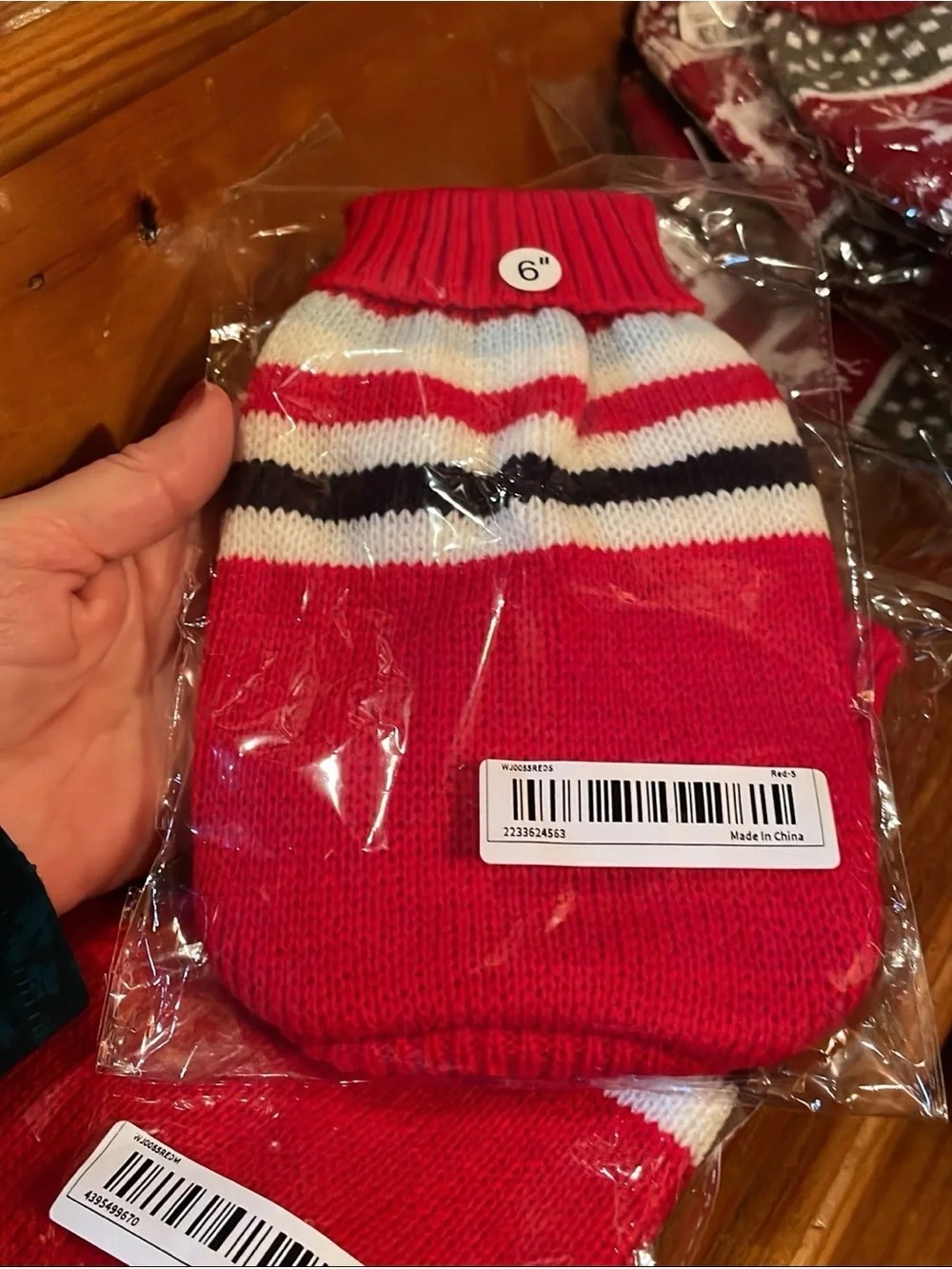 Red Striped Knit Dog Sweater